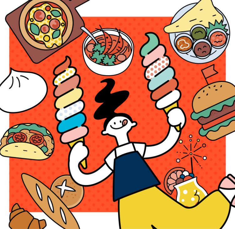 世界のグルメを味わおう!イラスト