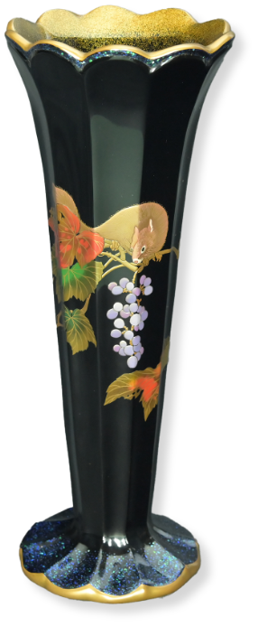 「葡萄と栗鼠 乾漆花器」柳澤 芳春