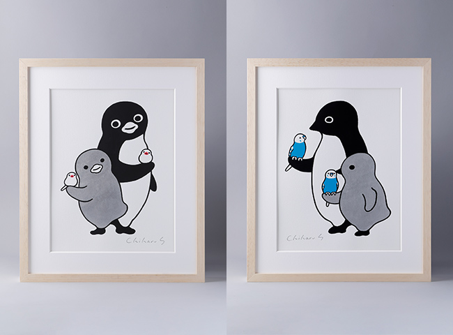 原画 ペンギンと白の手乗り、原画 ペンギンと青の手乗り