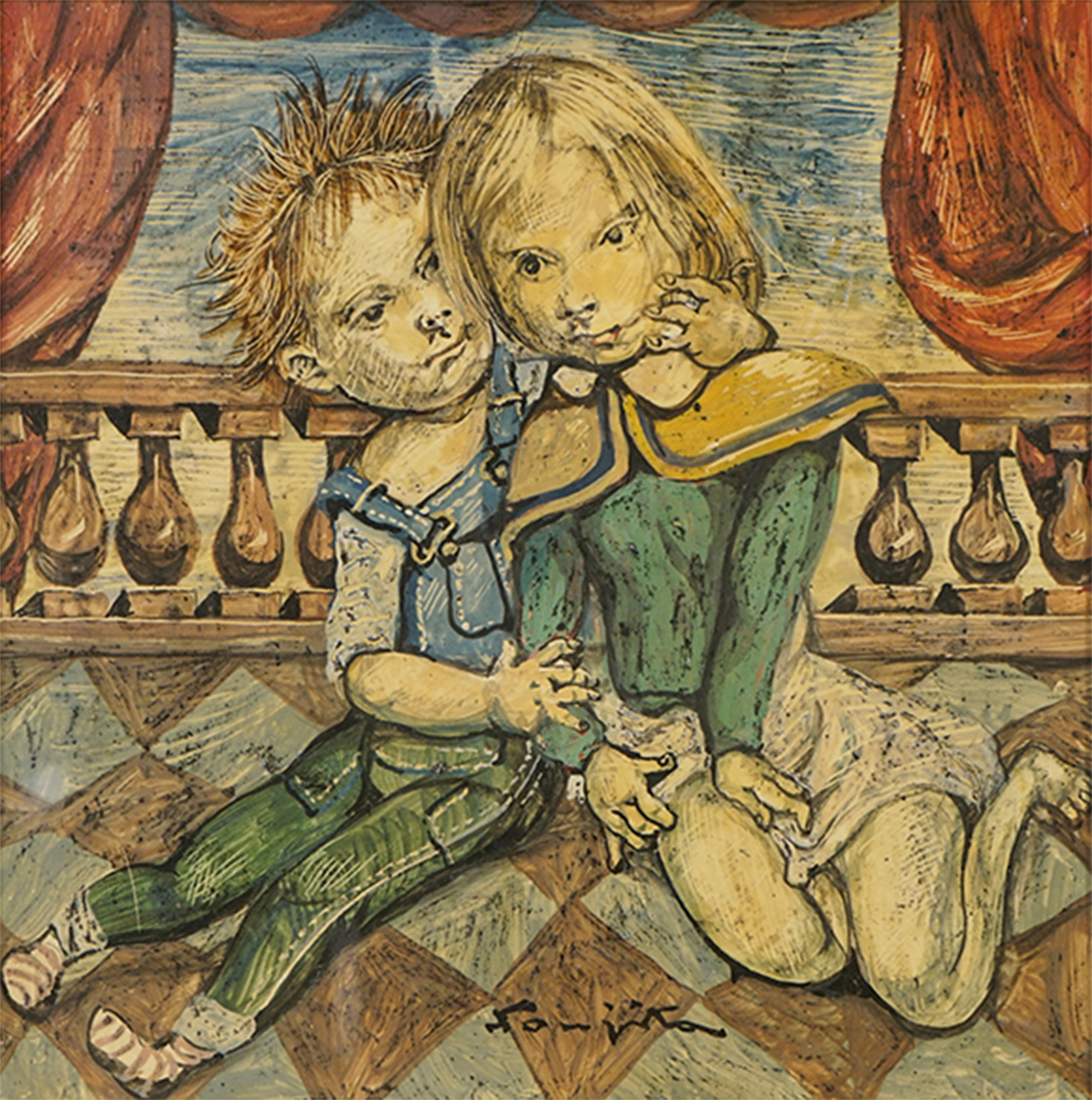 藤田 嗣治「子供二人」