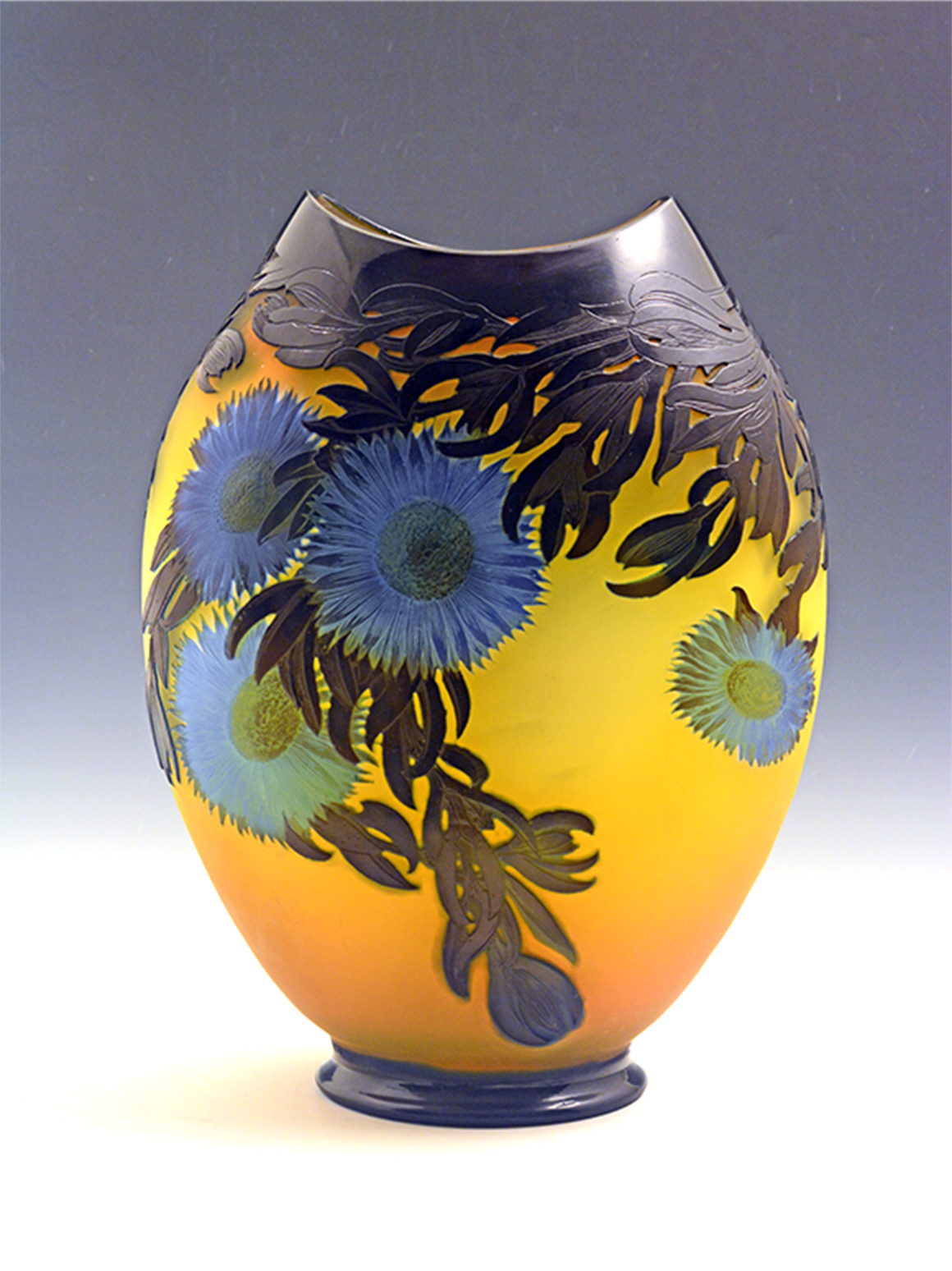 ガレ「サボテンの花文大花器」