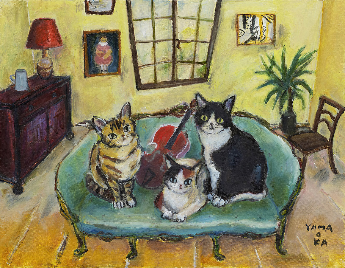 「ソファーの三猫」