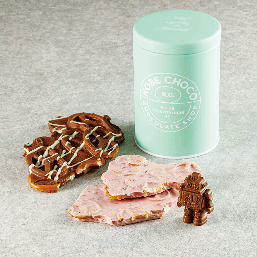 〈KOBE CHOCO〉「プレッツェル&ロボチョ グリーン缶」