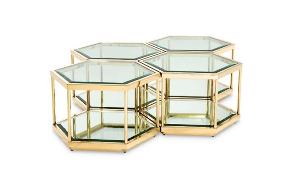 Coffee Table Sax gold finish set of 4 112693