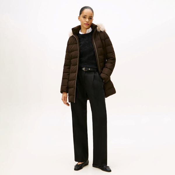 MW DOWN SLIM COAT WITH FUR