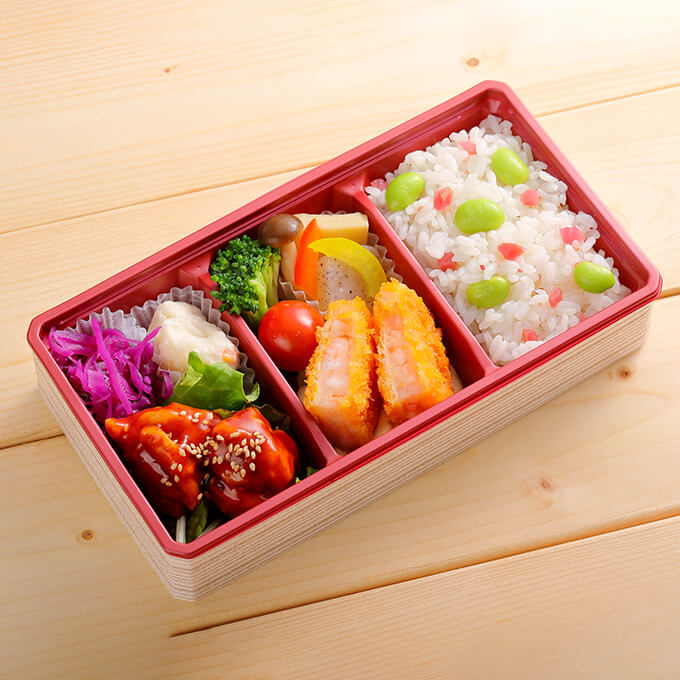 アウルズデリ海老カツの小箱Bento梅枝豆ごはんの画像
