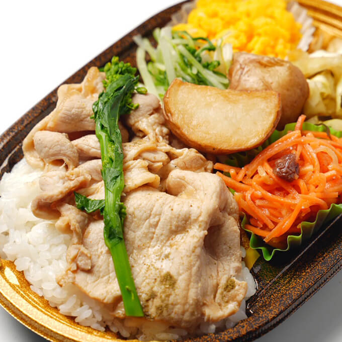 豚ロースと菜の花の山椒照り煮弁当