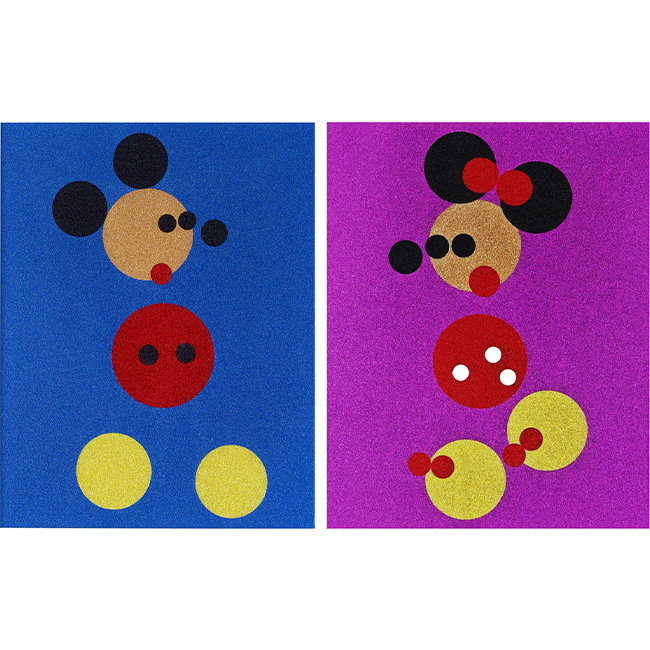 Damien Hirst 「Mickey (blue glitter)& Minnie(pink glitter)」