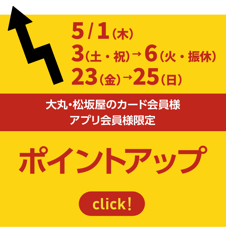 大丸・松坂屋のカード会員様アプリ会員様限定 ポイントアップ