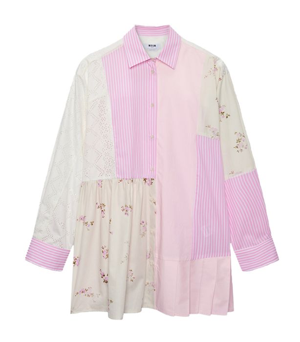 MSGM パッチワーク コットンシャツドレス