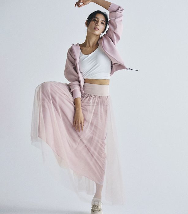 チャコット ダンボールニットジップフーディー/チュールスカート