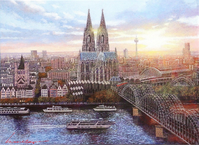 「ケルン大聖堂眺望・ドイツ」油彩P8の作品画像です。