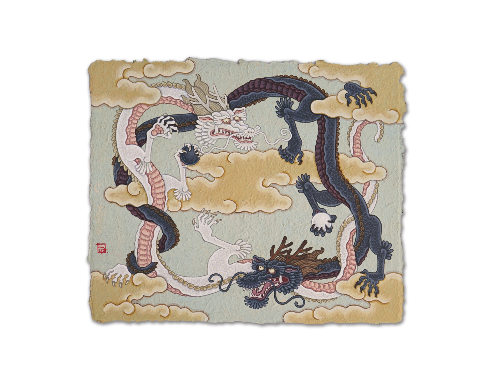 佐藤潤「白龍黒龍図」8号 竹紙の作品画像です。