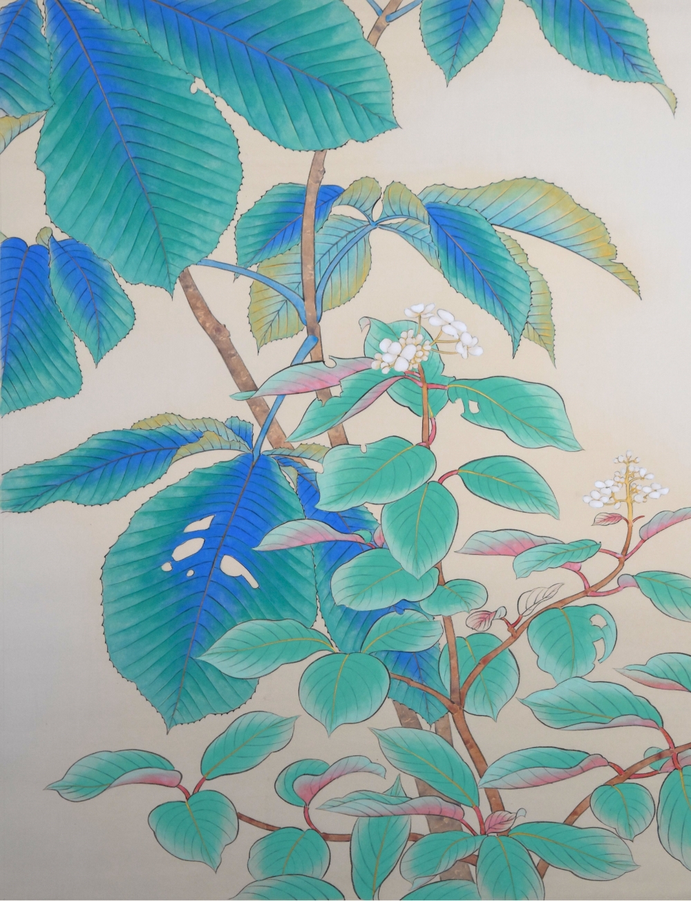 安原成美「糊空木と栃ノ木」10号P 紙本彩色 2024年の作品画像です。