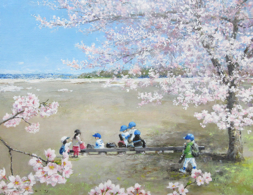 櫻井幸雄「出番のないベンチ(グランドの桜)」」