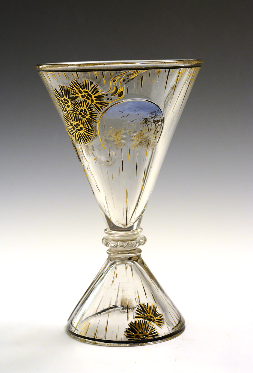 ガレ「松に鳥文ジャポニスム花器」 