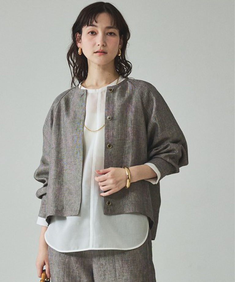 〈カリテ〉ラメリネンフォルムブルゾン