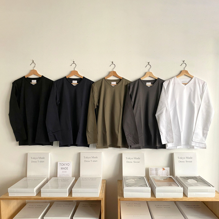 〈Re made in tokyo japan〉Tokyo Made Dress T-Shirt V-neck Long Sleeve