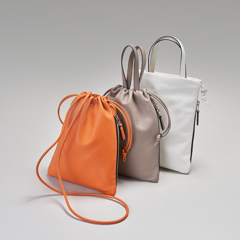 〈フジタカ〉2WAY レザー巾着ミニバッグ