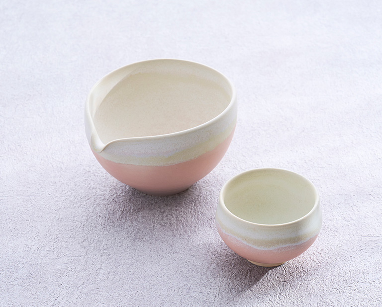 桜釉掛分　片口　ぐい吞み