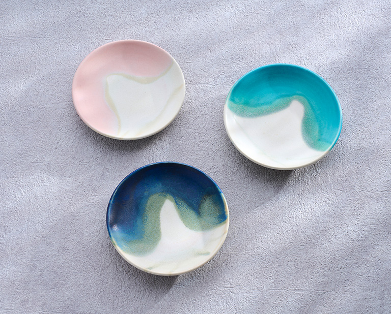 蒼釉　藍釉　桜釉 豆皿