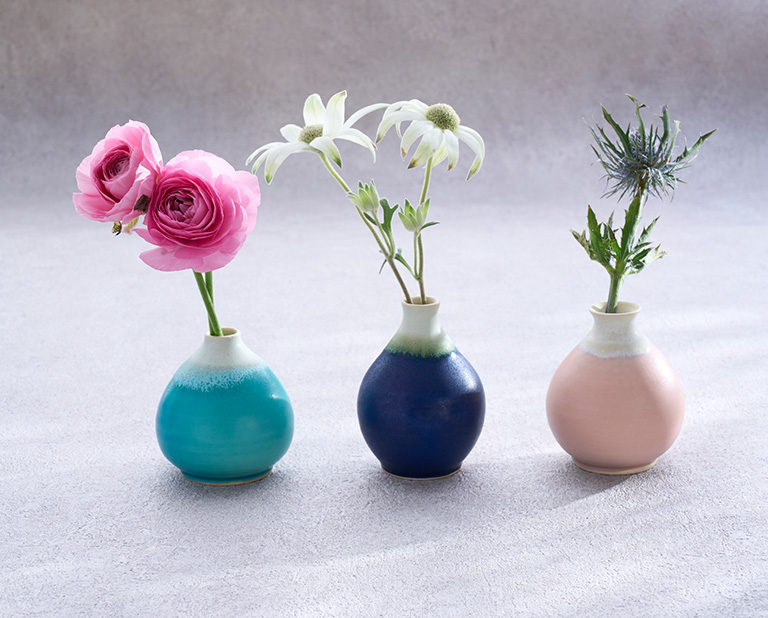 蒼釉　藍釉　桜釉 一輪挿し