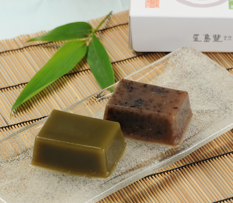 〈豊島屋〉涼果(水羊羹:抹茶・黒豆)