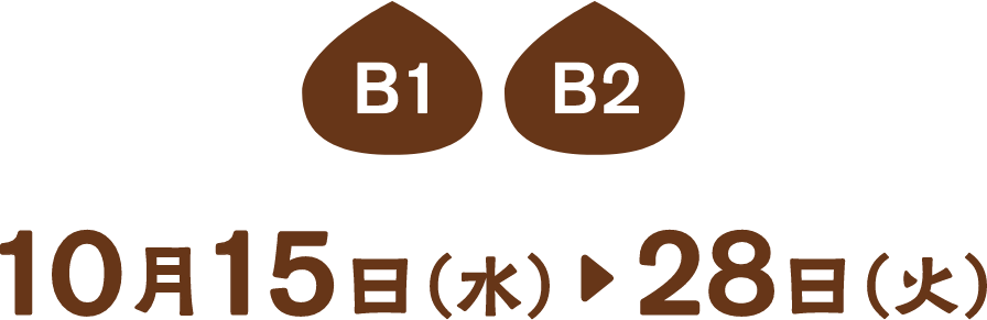B1 B2 10月15日(水)→28日(火)