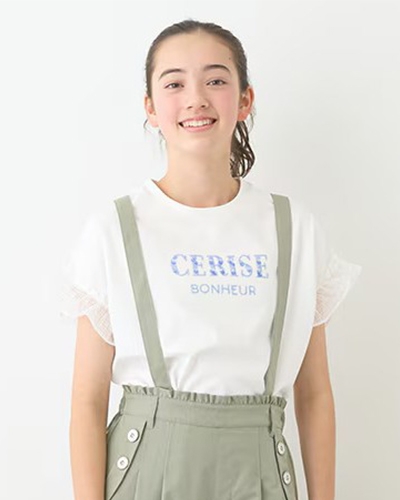 〈ポンポネットジュニア〉スパンコールロゴTシャツ