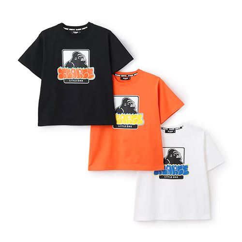 〈エクストララージ キッズ〉OGゴリラ&グラフィティロゴ半袖Tシャツ