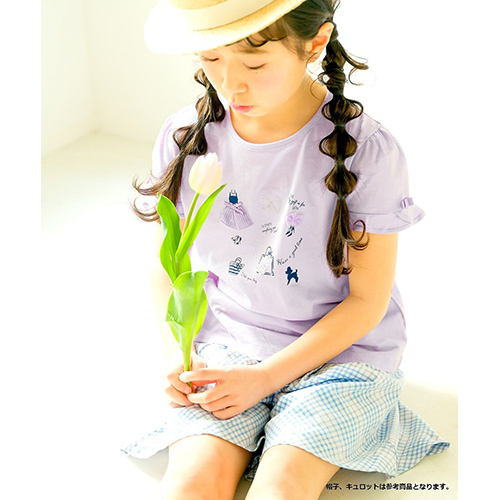 〈むーのんのん〉ドレス＆BAG小物プリント女児半袖Tシャツ