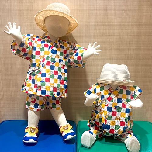 〈ミキハウス〉【日本国内限定】(右)甚平オール、(左) 甚平スーツ