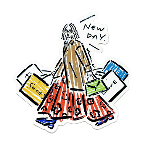 Shopping girl sticker