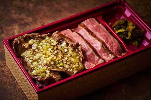 〈勝福惣店〉熟成昆布〆 ビフテキと葱塩牛タン重 至福