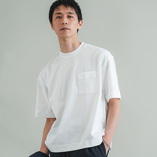 〈TORIHS／トリス〉接触冷感ポケットT/ワイドフィット/クルーネック