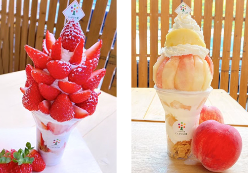 いちごパフェ 桃のパフェ